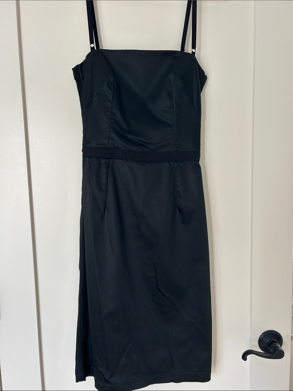 Dolce & Gabbana Classic Black Slip Dress with Thin Straps